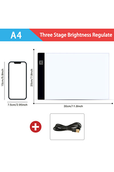 choice2 لوحة رسم LED مقاس A4، قابلة للتعديل، مع 3 مستويات إضاءة قابلة للتعتيم...