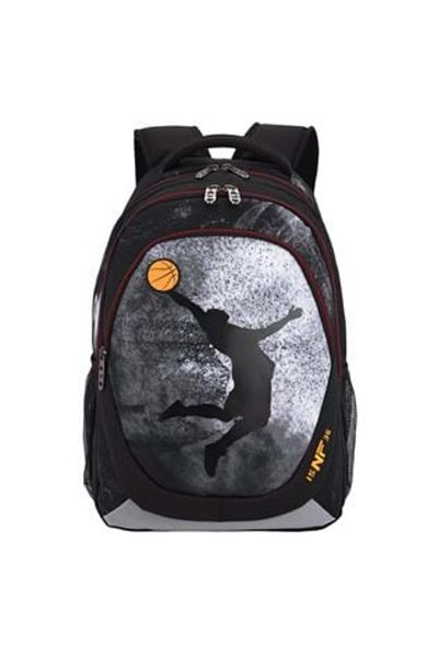 OEM School Backpack Black and Yellow with 3D Basketball Design