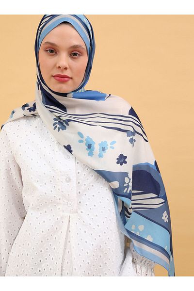 Tuva Patterned Soft Shawl - Multicolored -