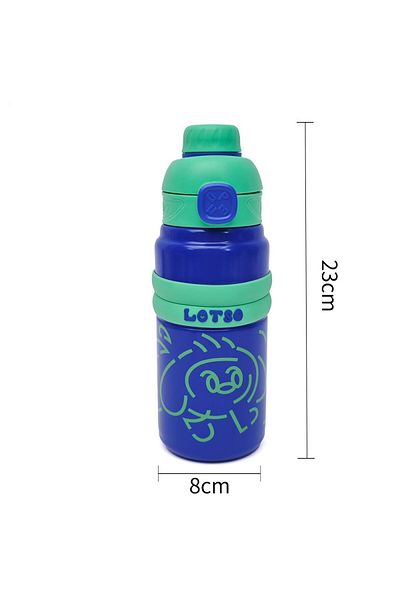 DNS Thermos for kindergarten children, pop-up flip-top with straw, blue-green, 600 ml ZM-8170