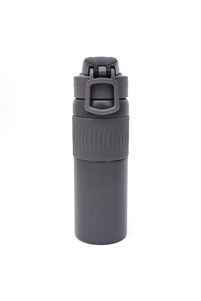 B4U Stainless steel children's water bottle, pop-up flip-top, with grip, gray, 600 ml KL-8119