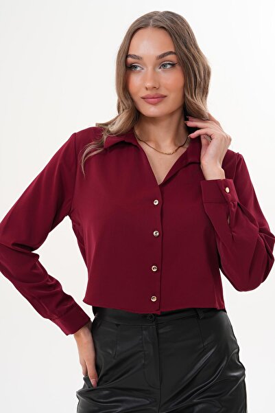 ŞİMAL Kadın Düğmeli Kısa Salaş Gömlek 255230 -