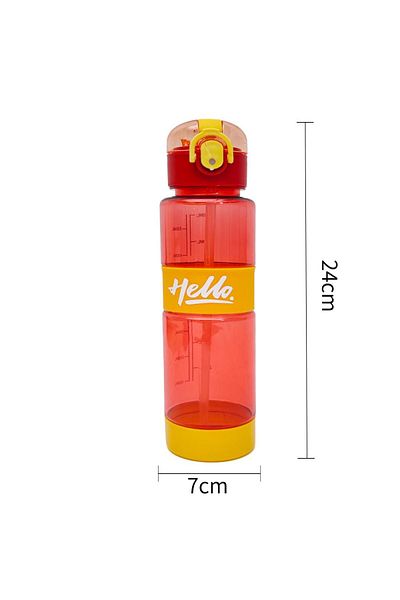 B4U Kids water bottle, pop-up flip-top lid with straw, summer, silicone grip, red, 600 ml JX187