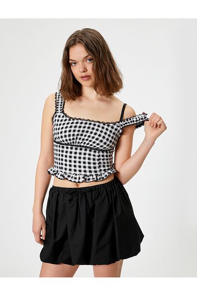 Koton Gray Women's Strappy Crop Blouse