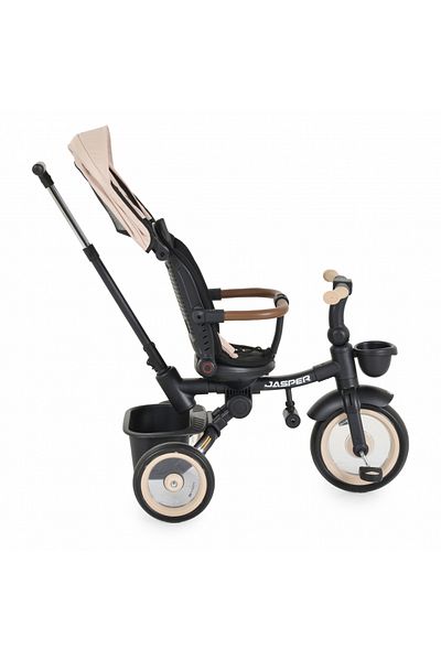 byox Tricicleta pentru copii Jasper Beige pliabila, cu maner parental, spatar reglabil, scaun rotati