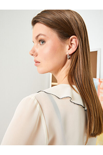 Koton بلوزة شيفون بأكمام منتفخة وفتحة رقبة على شكل حرف V