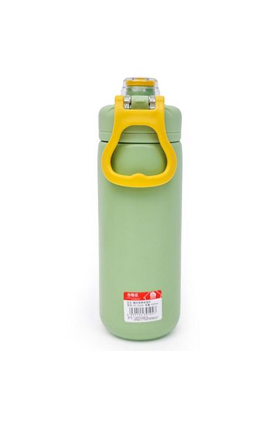 B4U Thermos bottle for children, school, pop-up flip-top with straw, stainless steel, green, 600 ml HC-9104