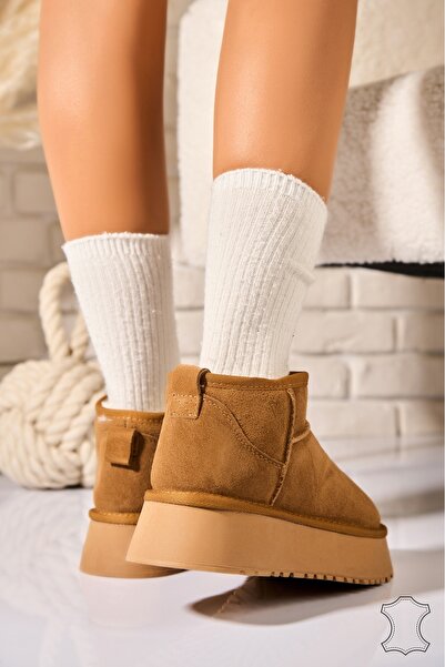 Joana Γυναικείες Μπότες από Γνήσιο Δέρμα Σουέτ Camel Anica