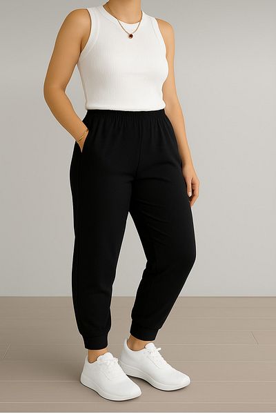 glanour Double Set: White Tank Top & Sweatpants