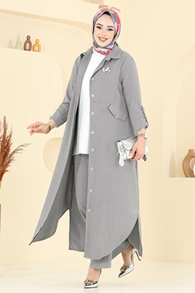 ModaMerve Aksesuar Cepli Sofia Takım 23018UKB139-MS Gri