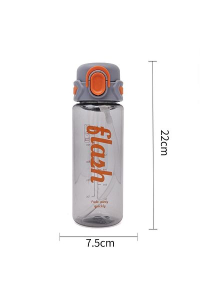 B4U Kids water bottle, pop-up flip-top with straw, gray, 680 ml SH0981