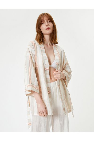 Koton Orange Women's Belted Relax Fit Kimono