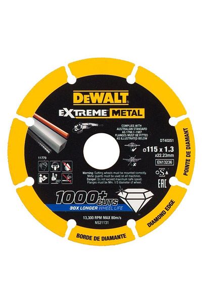 Dewalt - Diamond disc for metal/steel EXTREME, 115x22.23x1.3mm [DT40251-QZ]