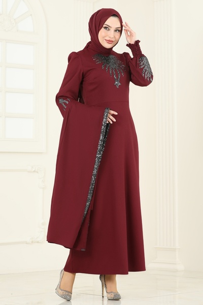 ModaMerve Yelekli Abiye Elbise Takım ASM2758-MS Bordo