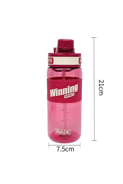 B4U Kids water bottle, pop-up flip-top with straw, with grip and handle, red, 600 ml YHSQ2458