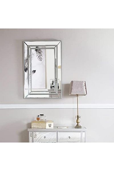 Vanity Living Wall Mirror – Treviso Silver, 60 x 90 cm Decorative Modern Mirror