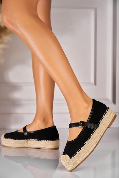 Joana Women's Black Espadrilles Made of Eco-Suede Leather Darcey