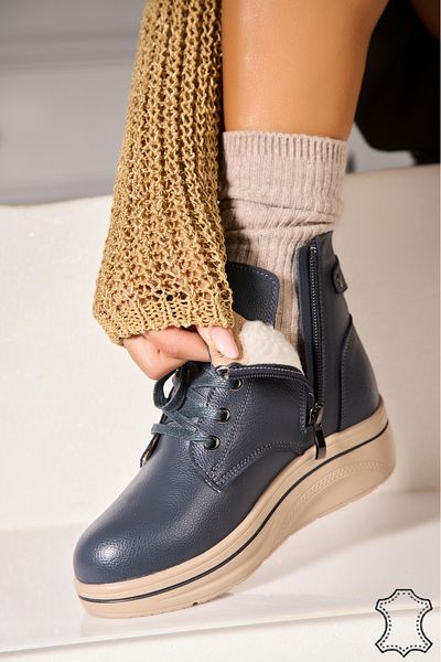 Joana Women's Natural Leather Boots Grey Alexina