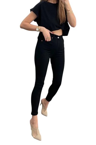 byhaziran butik Women's High Waist Lycra Tightening Skinny Jeans