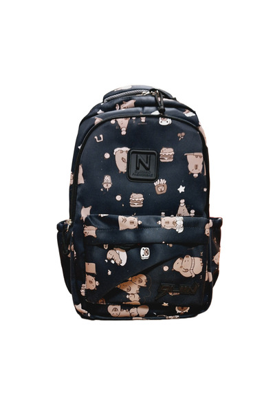 B4U Ghiozdan rucsac scolar unisex clasele 5-8 2 compartimente negru model Cap...