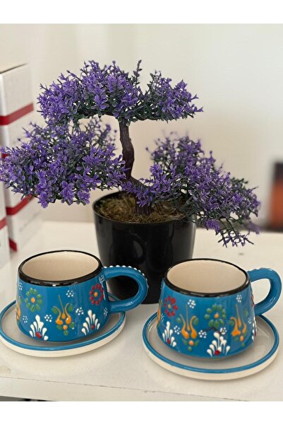 Esc Baskı ve Hediyelik Eşya Çiçek Desenli Seramik Bardak - 4 Parça 2 Kişilik