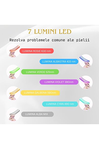azbeautyskin Dispozitiv anti-îmbătrânire cu 7 lumini LED, masaj termic și vibrații – față și gât, fermitate și