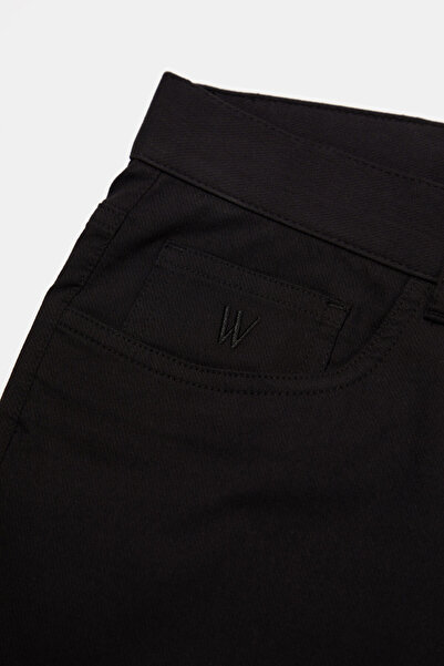 W Collection SİYAH BORU PAÇA DIAGONAL ÇİZGİLİ SPOR PANTOLON