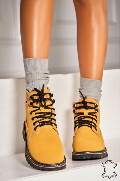 Joana Women's Yellow Suede Leather Boots Nolyn