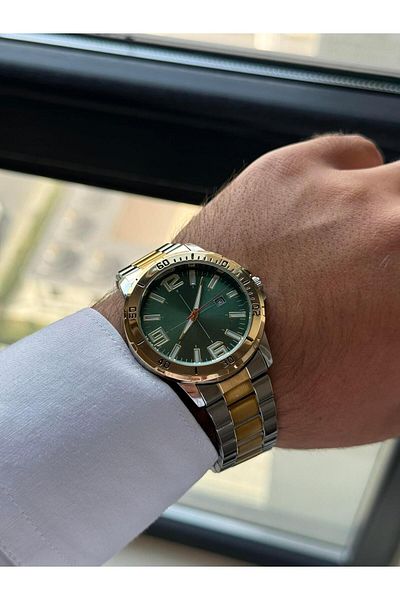 RoseandRoses Vercene Original Model Men's Wrist Watch Gold-Silver (Green Dial)