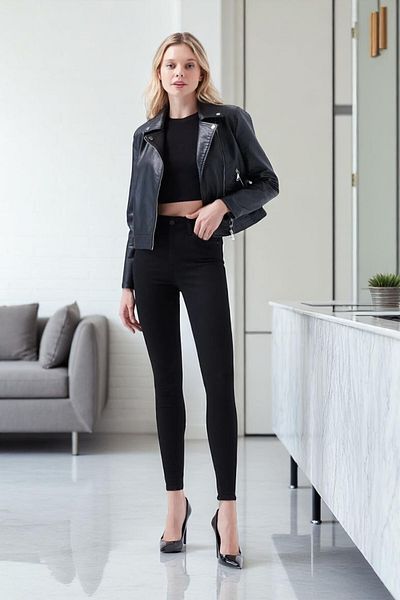 byhaziran butik Women's Lycra Denim Fabric High Waist Skinny Jeans