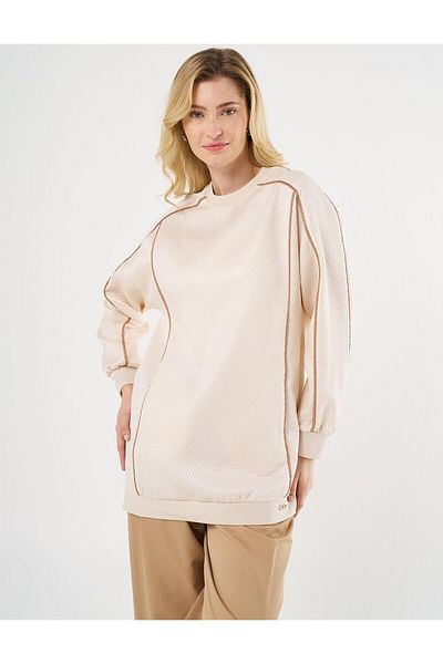 Kayra Off-Shoulder Seersucker Tunic Ky-B25-70015 - Cream