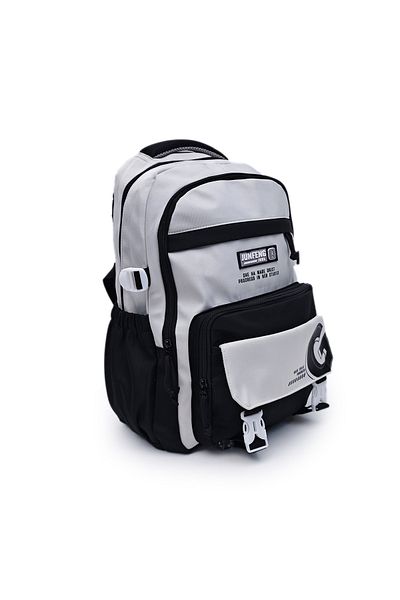 B4U Boys' school bag, light gray - black, 2 compartments, high school, 2507
