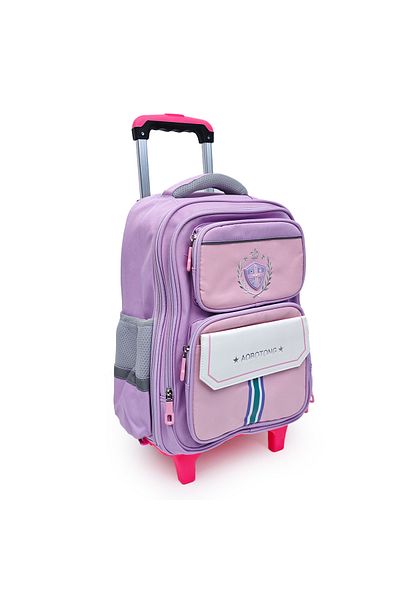 B4U Ghiozdan scoala troler ergonomic cu 2 roti fete lila 2 compartimente clasele 3-5 1208B-2