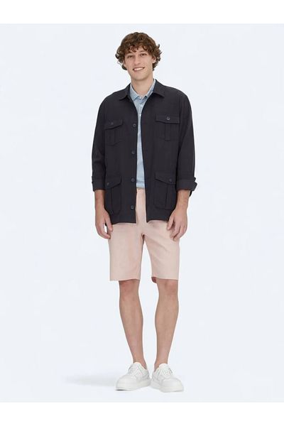Kip Μπλουζάκι με υφαντό βαμβακερό μείγμα Navy Blue Oversize Fit