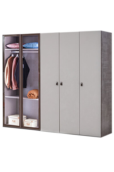 benim odam Aura 5 Kapılı Cam Kapaklı Dolap Genç / Çocuk Odası 504