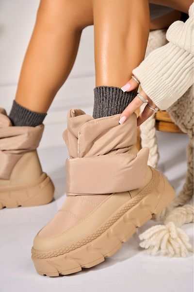 Joana Women's Khaki Fur-lined Boots from Fas Arcelia