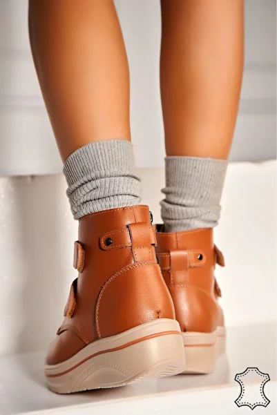 Joana Women's Natural Leather Boots Camel Kanai