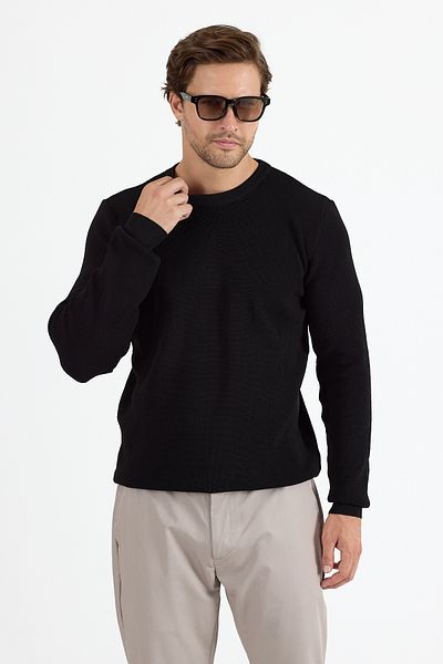 GEİO Men's Regular Fit Selani̇k Knitted Circle Neck Knitwear Sweater