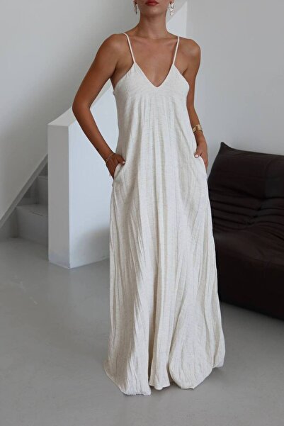 Nadem Butik İnce Askılı Cepli Elbise