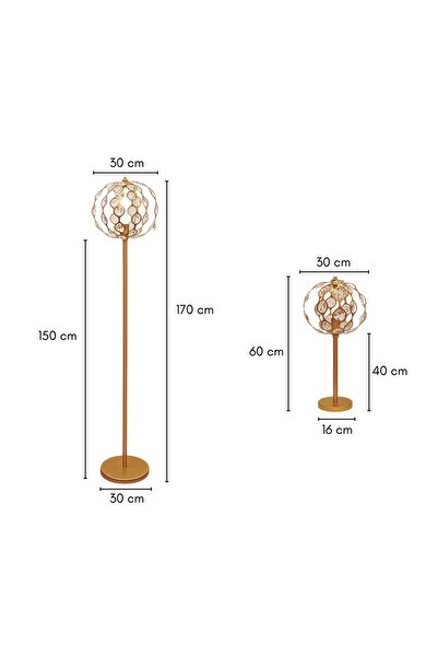 Bahar Aydınlatma Telse Koleksiyonu 3'lü Aydınlatma Seti (1 Lambader, 2 Abajur)