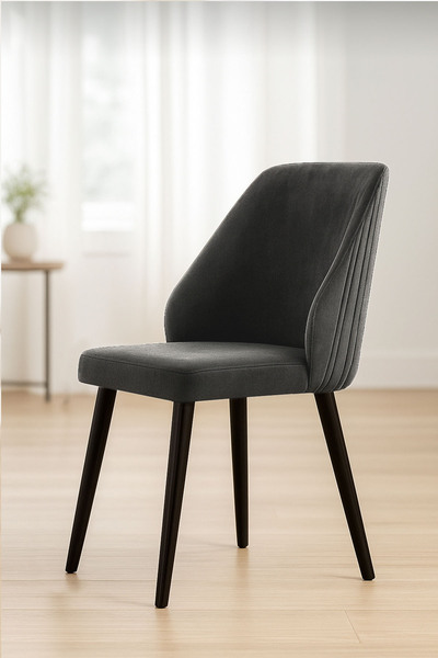 Renlife Sandalye Mutfak/Salon Sandalyesi Baby Face Kumaş Metal Siyah Ayak 1 A...