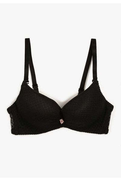 Lemila Black Bra with Extra Push-Up and Front Accessory