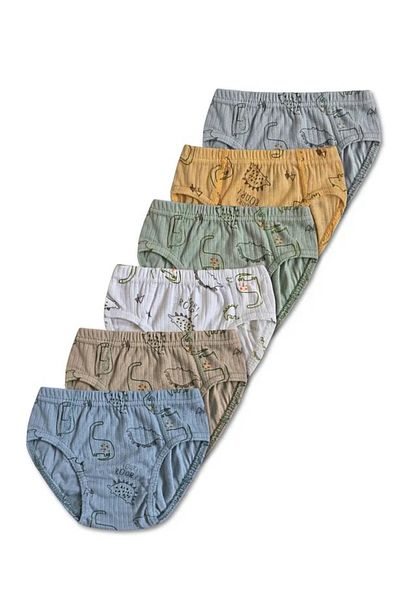Panda Kiddo 6 BUCĂȚI 100% BUMBAC SLIP BĂIEȚI CU PRINT