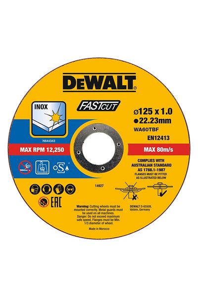 Dewalt - Stainless steel cutting disc, 125x22.23x1mm, 100 pieces [DT20540-QZ]