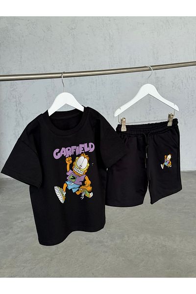 KAPROLLI Garfield Pattern Unisex Tshirt Shorts Girls Boys Kids Bottom Top Set Tshirt Shorts Set School Nursery Set