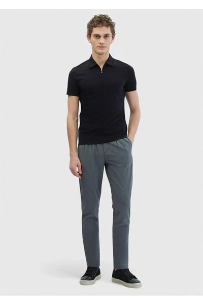 Ramsey Black Plain Polo Neck T-Shirt