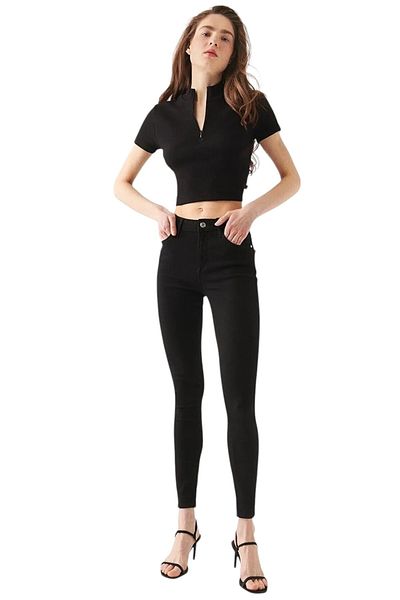 byhaziran butik Women's Lycra Denim Fabric High Waist Skinny Jeans