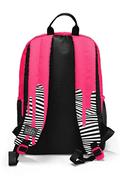 Coral High Goshopya Pink Black White Patterned 3-Piece School Bag Set Goset0123678