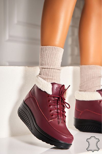Joana Women's Genuine Leather Boots Bordeaux Leiani
