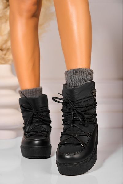 Joana Women's Black Fur-lined Boots Made of Eco-Leather Amirya